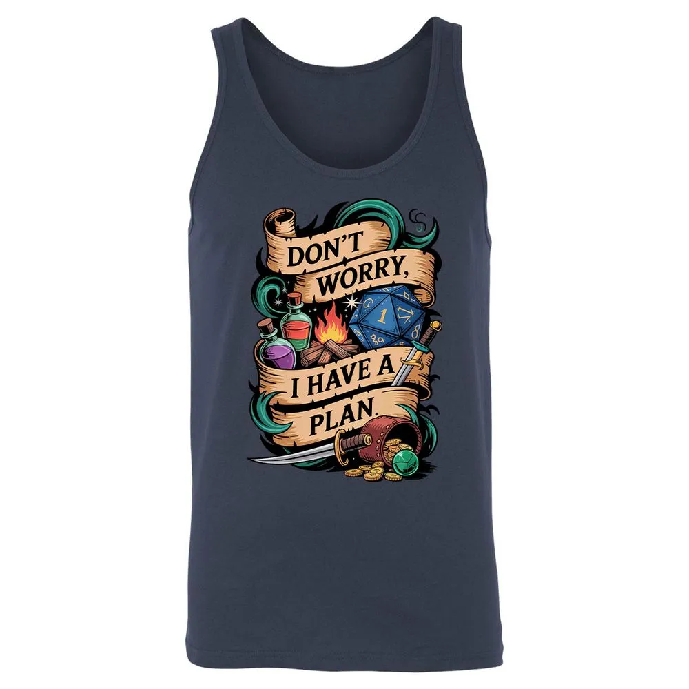 Don't Worry I Have A Plan Unisex Jersey Tank - Navy - 2