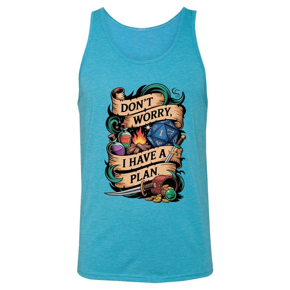 Don't Worry I Have A Plan Unisex Jersey Tank - Aqua Triblend - 3