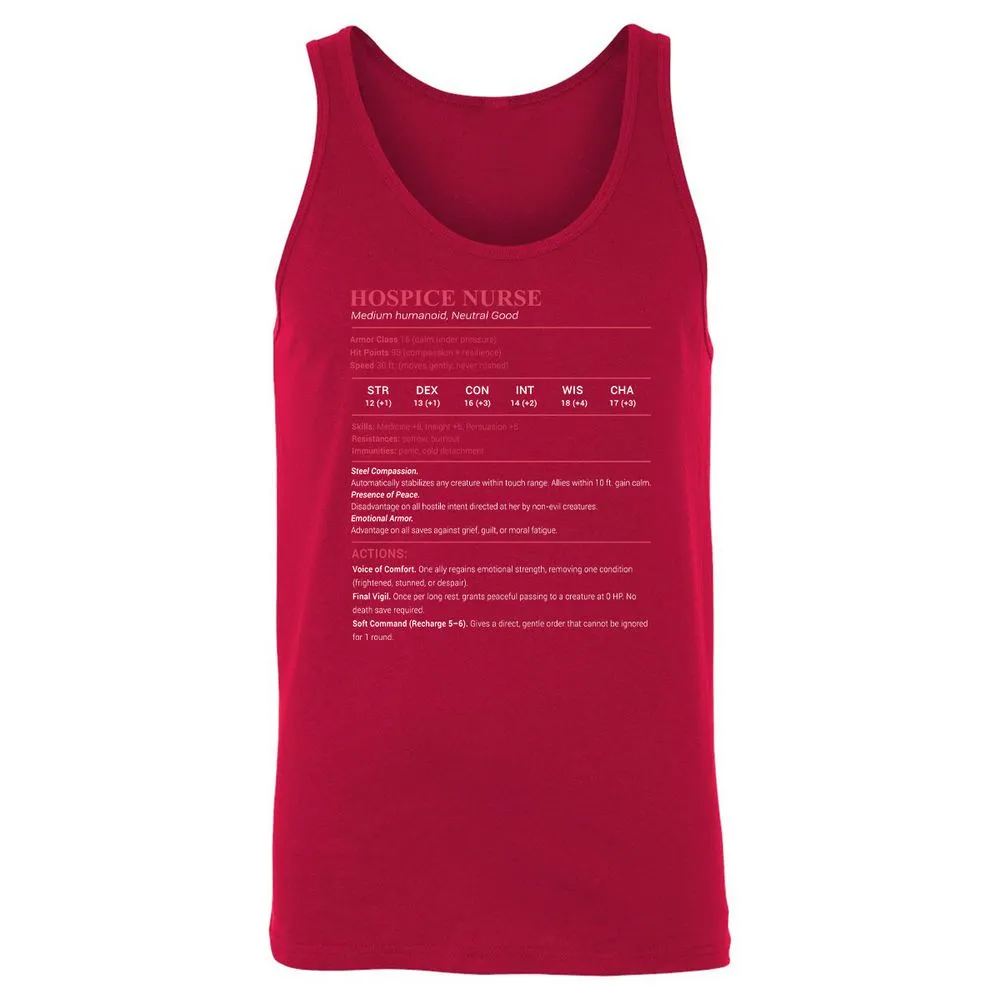 Hospice Nurse Stats Unisex Jersey Tank - Red - 11