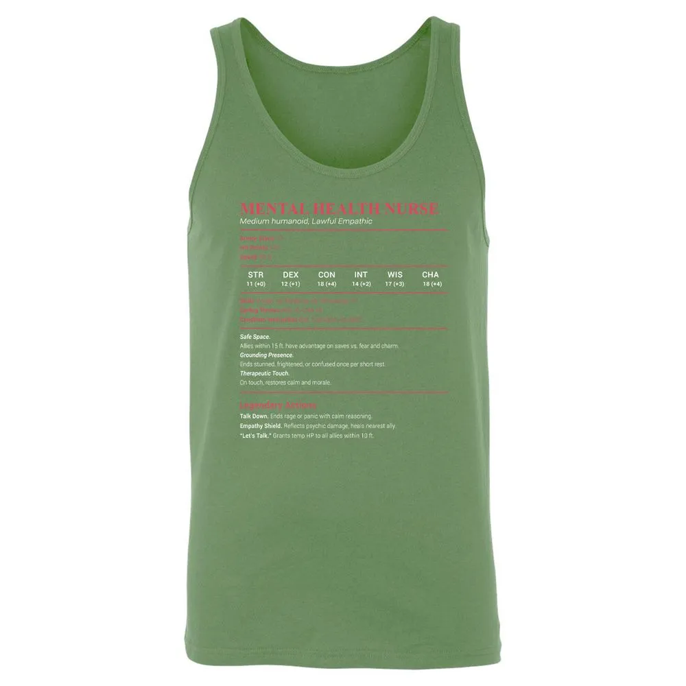 Mental Health Nurse Stats Unisex Jersey Tank - Leaf - 10