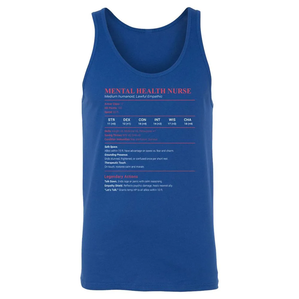 Mental Health Nurse Stats Unisex Jersey Tank - True Royal - 13