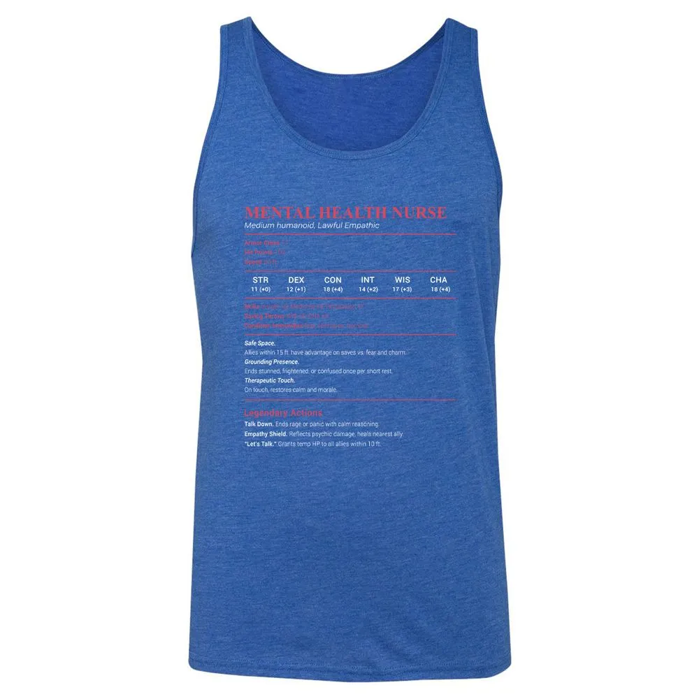 Mental Health Nurse Stats Unisex Jersey Tank - True Royal Triblend - 12