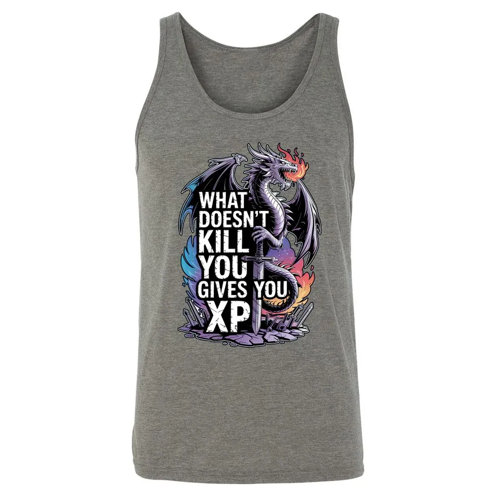 What Doesn't Kill You Dragon Unisex Jersey Tank - Grey Triblend - 8