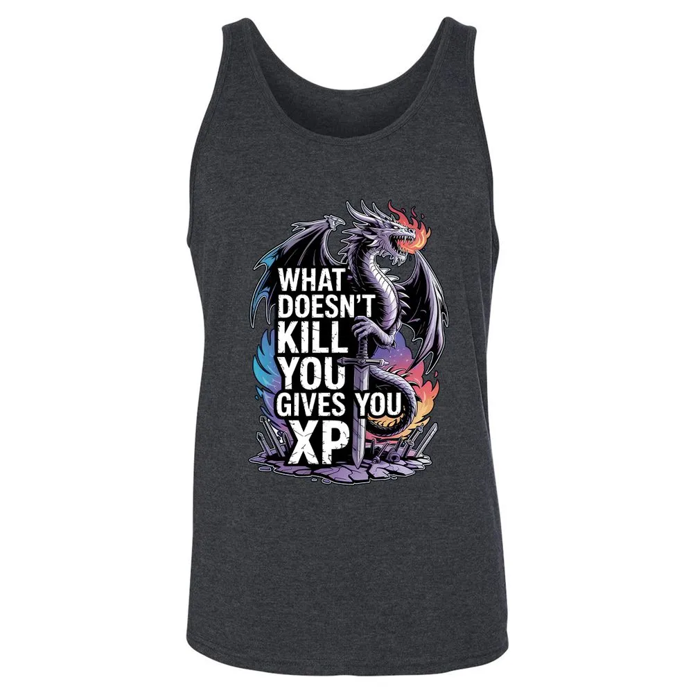 What Doesn't Kill You Dragon Unisex Jersey Tank - Dark Grey Heather - 6