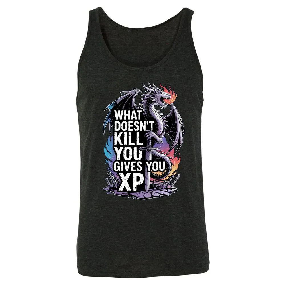 What Doesn't Kill You Dragon Unisex Jersey Tank - Charcoal Black Triblend - 5