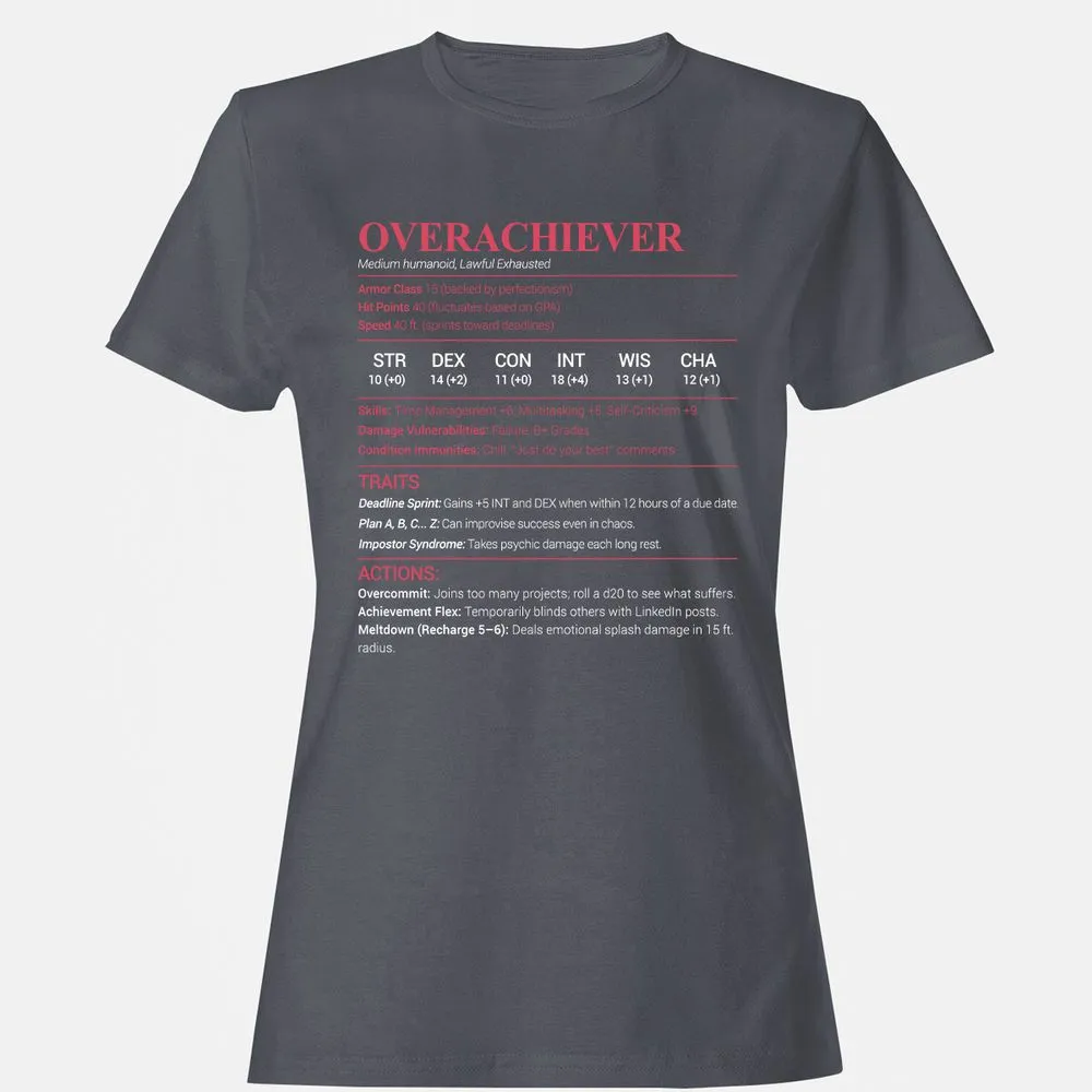 Overachiever Women's T-Shirt - Dark Heather - 5