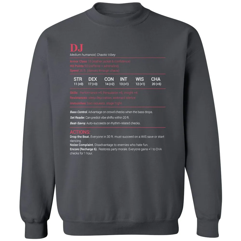 DJ Stats Classic Unisex Sweatshirt - Charcoal - 7