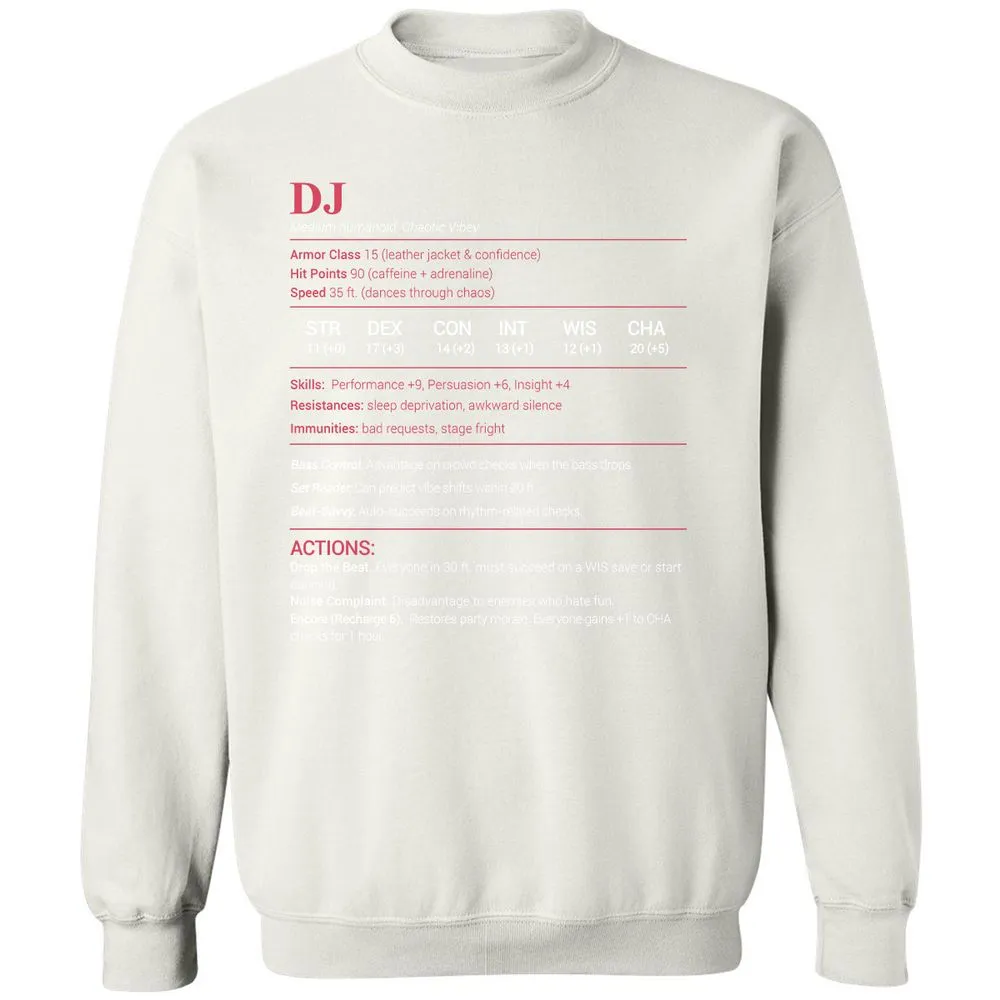 DJ Stats Classic Unisex Sweatshirt - White - 12