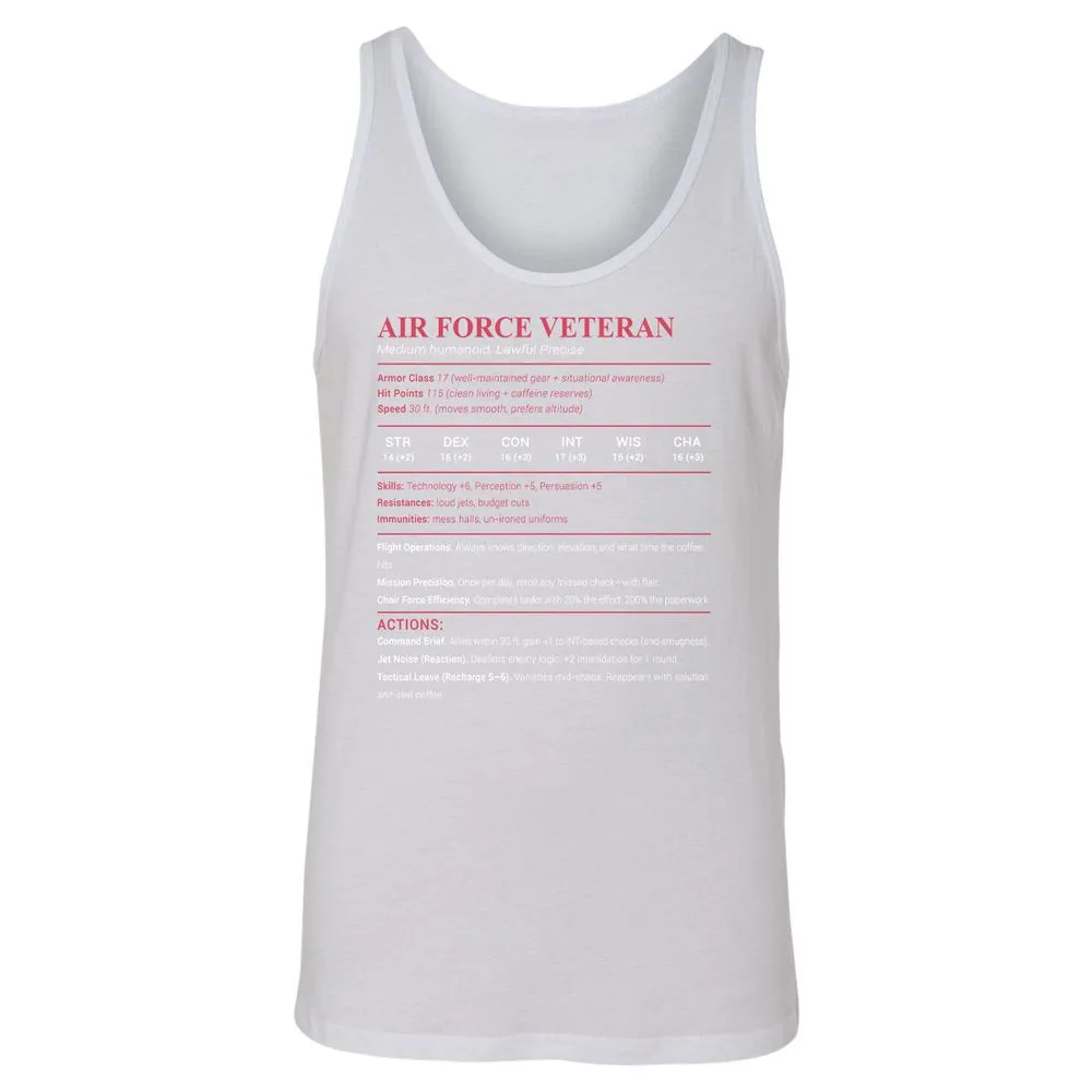 Air Force Veteran Unisex Jersey Tank - White - 14