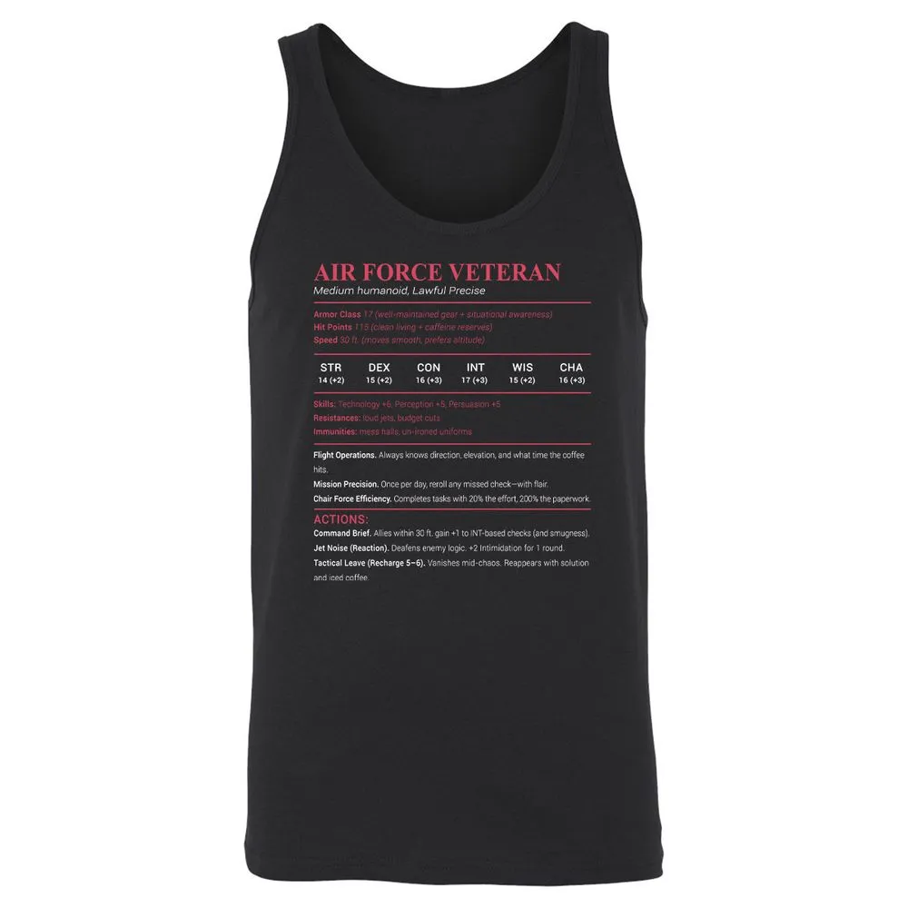 Air Force Veteran Unisex Jersey Tank - Black - 1