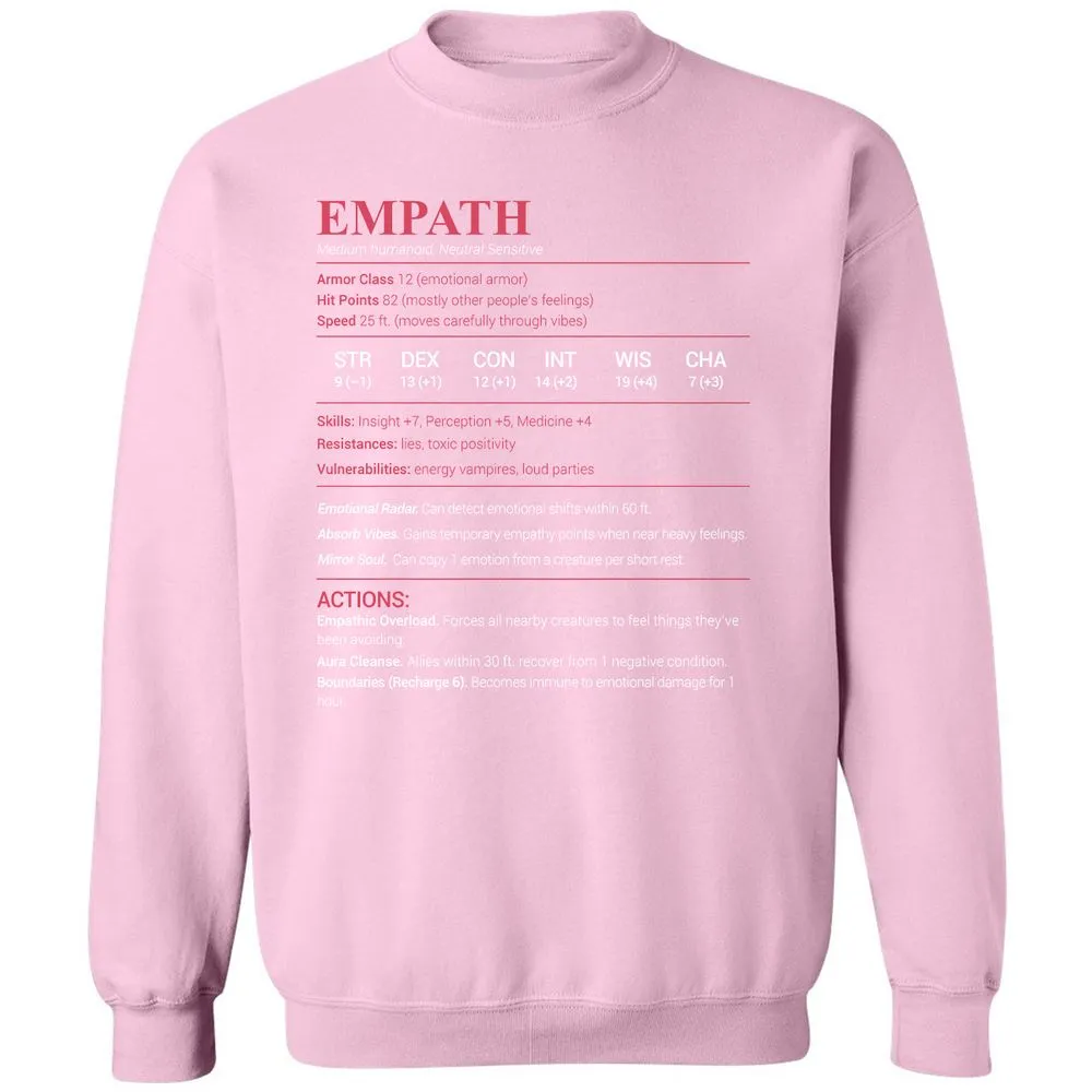 Empath Stats Classic Unisex Sweatshirt - Light Pink - 3