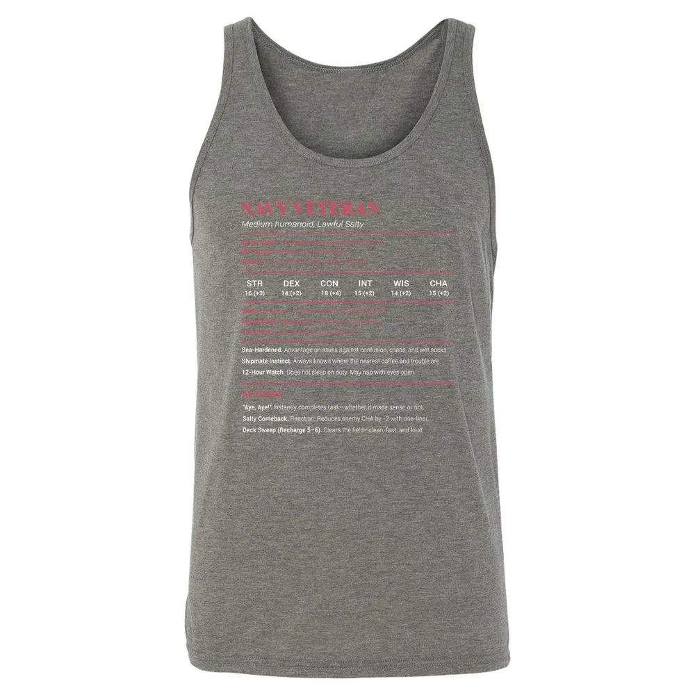 Navy Veteran Unisex Jersey Tank - Grey Triblend - 8
