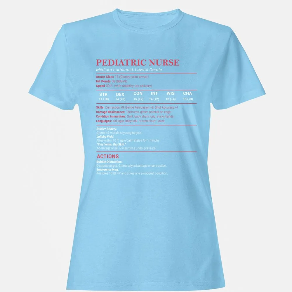 Pediatric Nurse Women's T-Shirt - Light Blue - 8