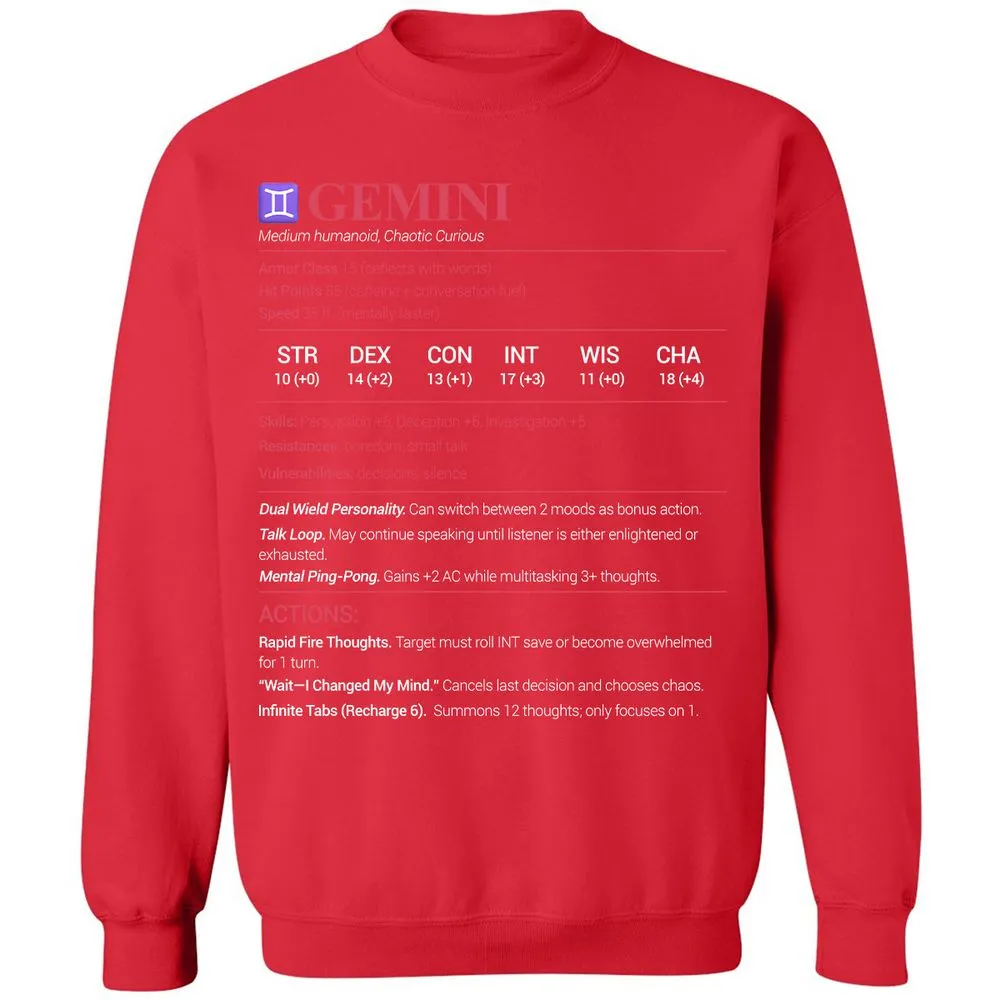 Gemini Stats Classic Unisex Sweatshirt - Red - 5