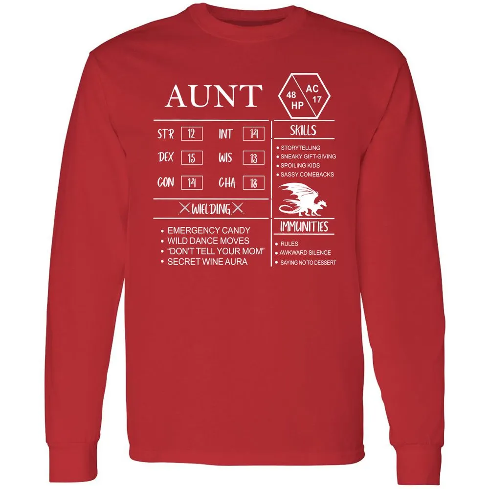 Aunt Stats Long Sleeve T-Shirt - Red - 14