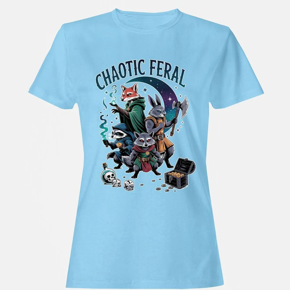 Chaotic Feral Women's T-Shirt - Light Blue - 8