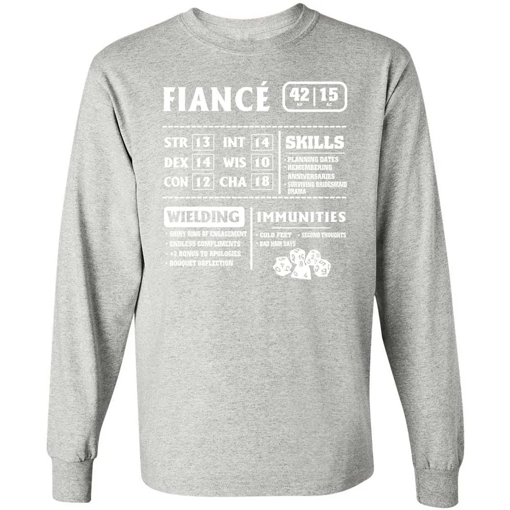 Fiance Stats Long Sleeve T-Shirt - Ash - 7