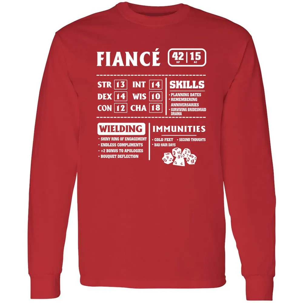 Fiance Stats Long Sleeve T-Shirt - Red - 14