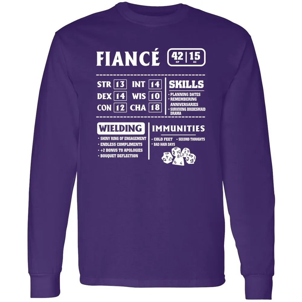 Fiance Stats Long Sleeve T-Shirt - Purple - 13