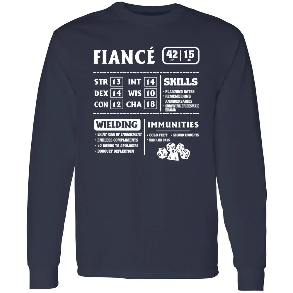 Fiance Stats Long Sleeve T-Shirt - Navy - 2
