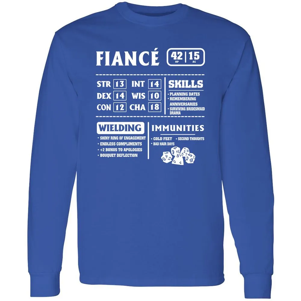 Fiance Stats Long Sleeve T-Shirt - Royal - 8