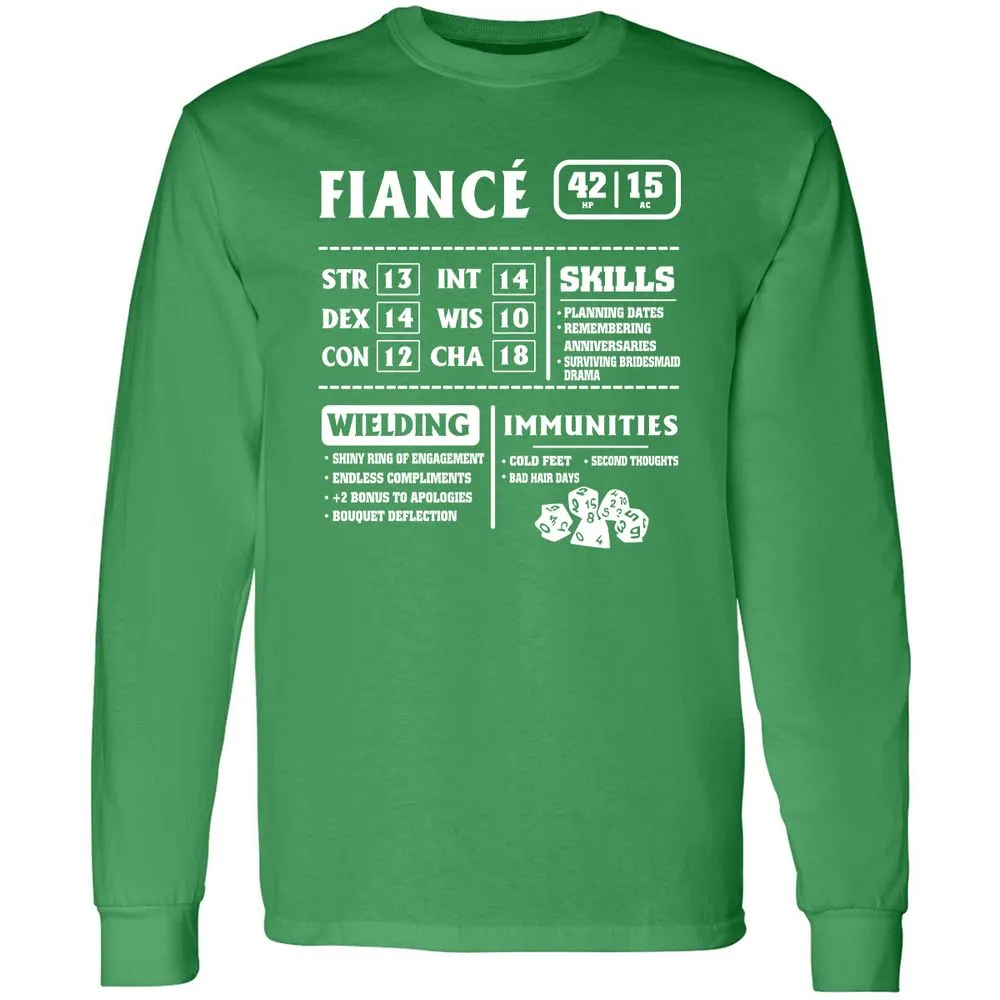 Fiance Stats Long Sleeve T-Shirt - Irish Green - 10