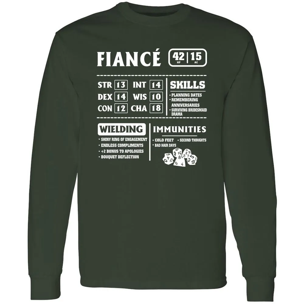 Fiance Stats Long Sleeve T-Shirt - Forest Green - 4