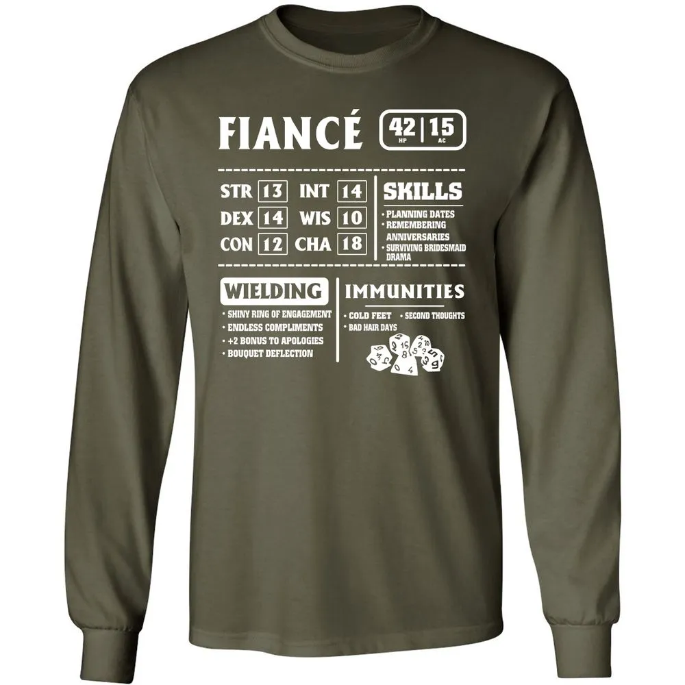 Fiance Stats Long Sleeve T-Shirt - Military Green - 16