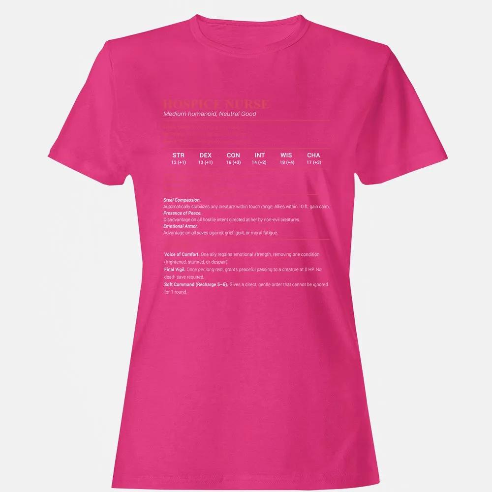Hospice Nurse Stats Women's T-Shirt - Heliconia - 6