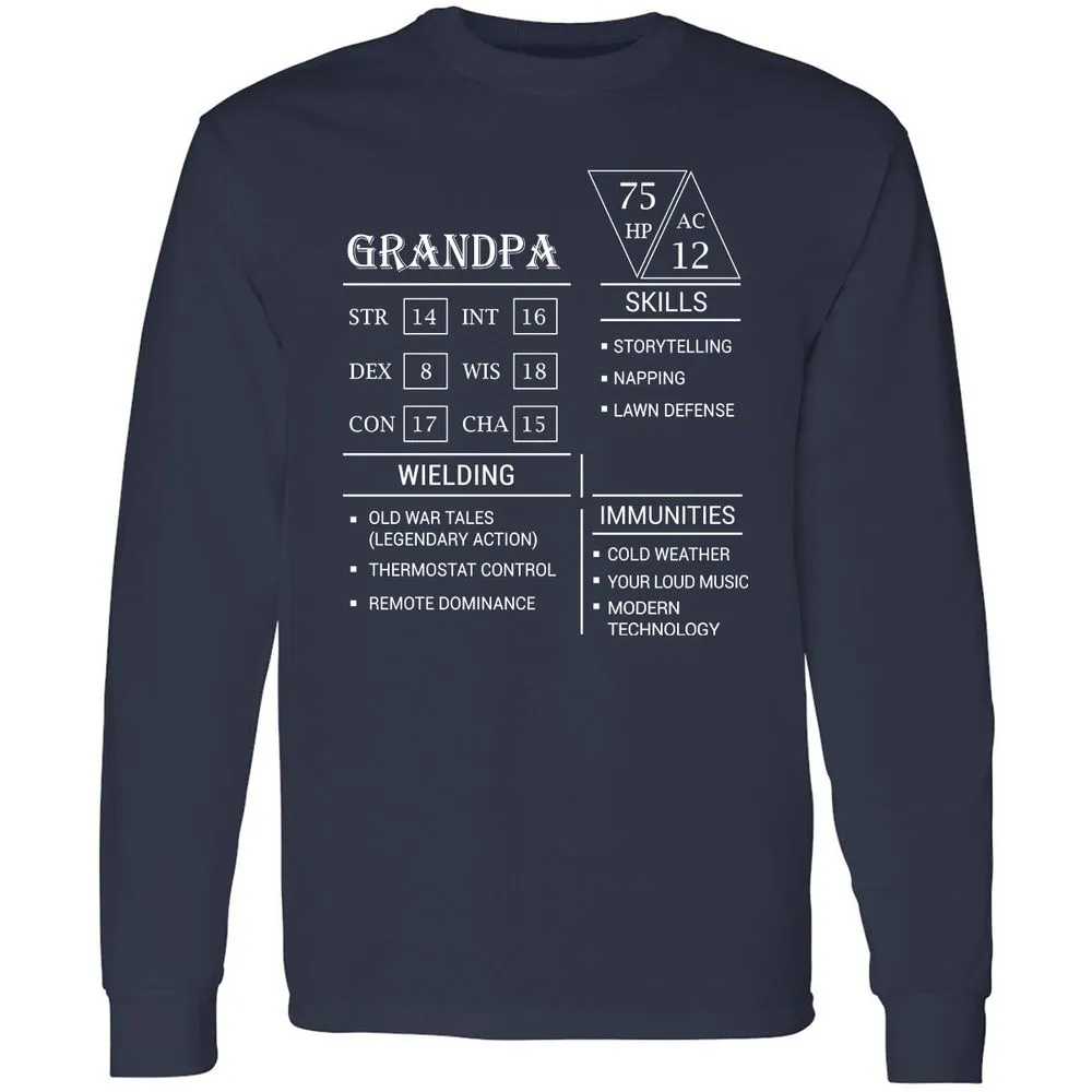 Grandpa Stats Long Sleeve T-Shirt - Navy - 2
