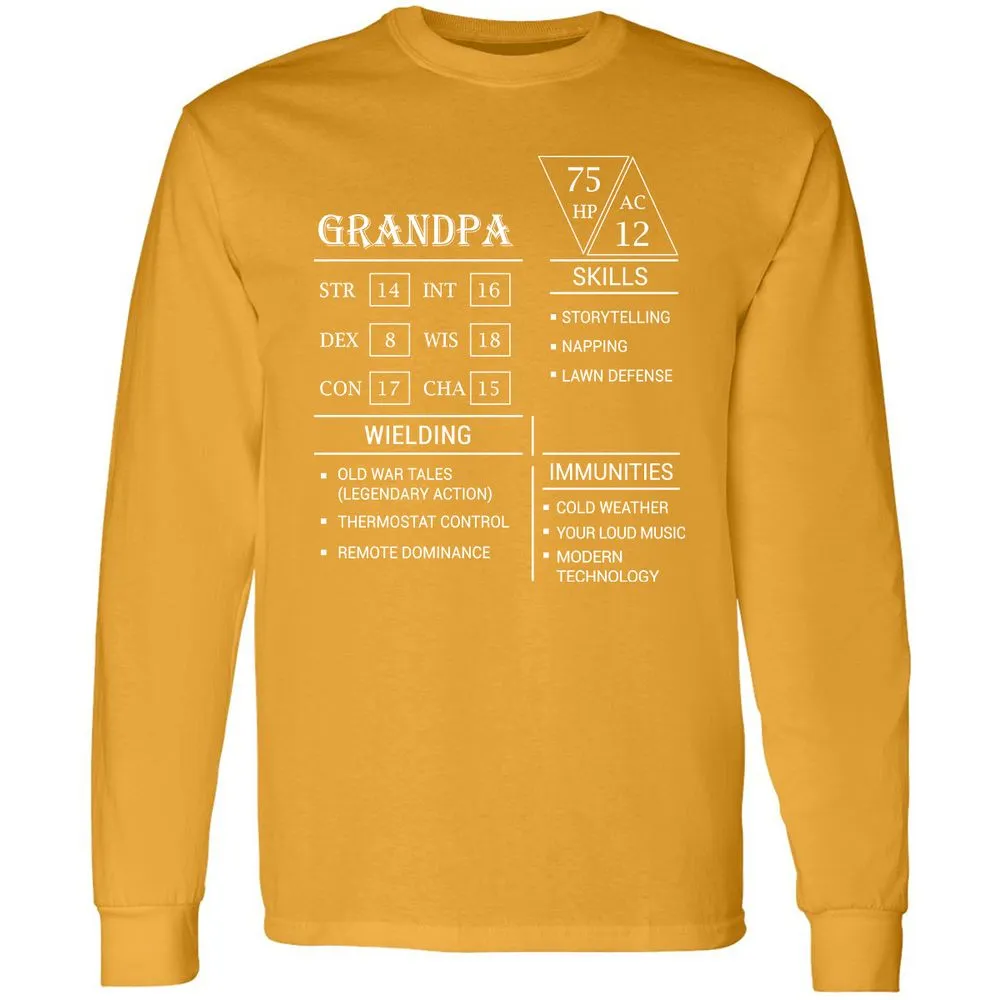 Grandpa Stats Long Sleeve T-Shirt - Gold - 9