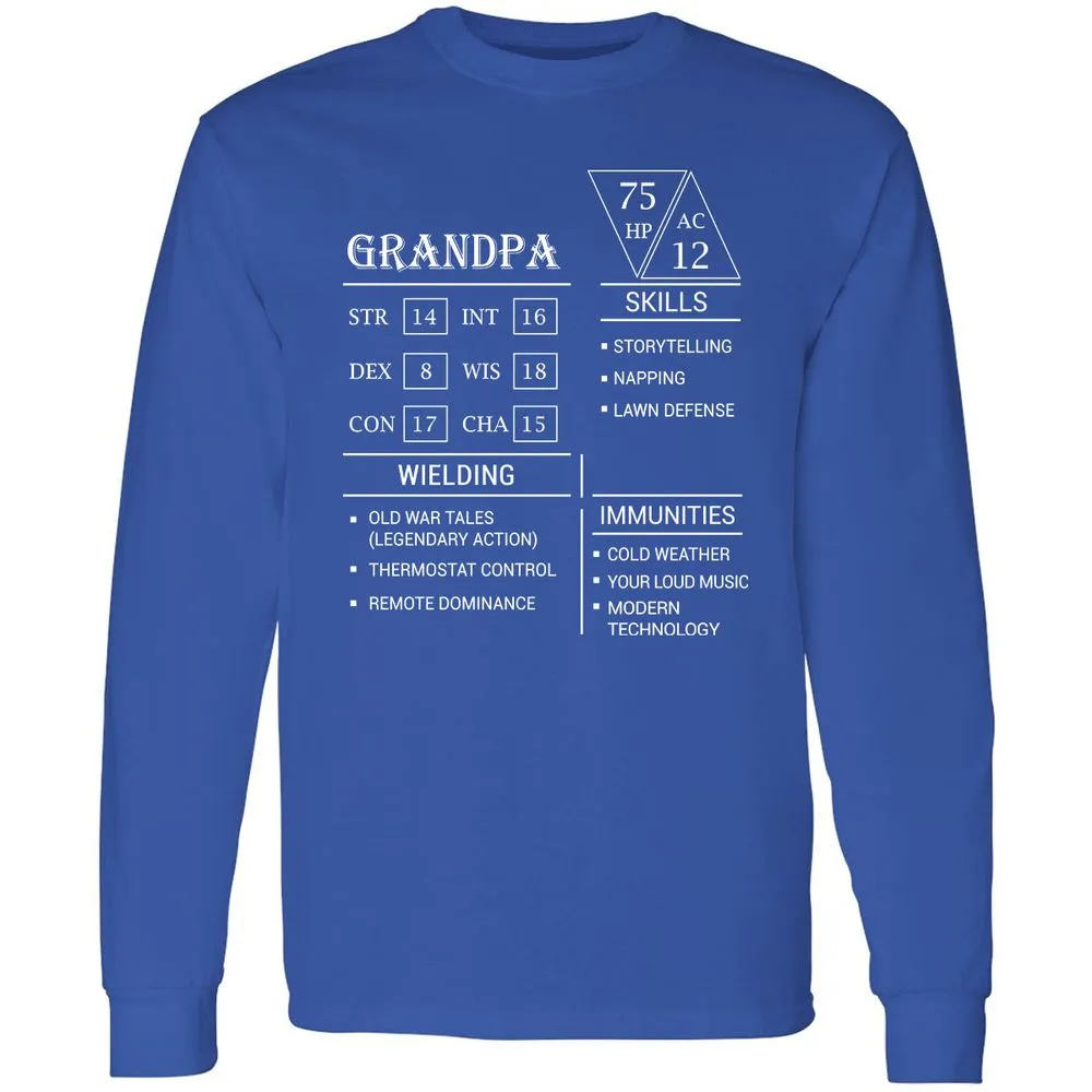 Grandpa Stats Long Sleeve T-Shirt - Royal - 8