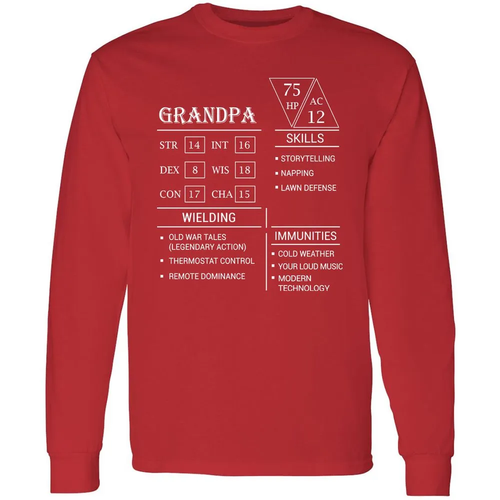 Grandpa Stats Long Sleeve T-Shirt - Red - 14