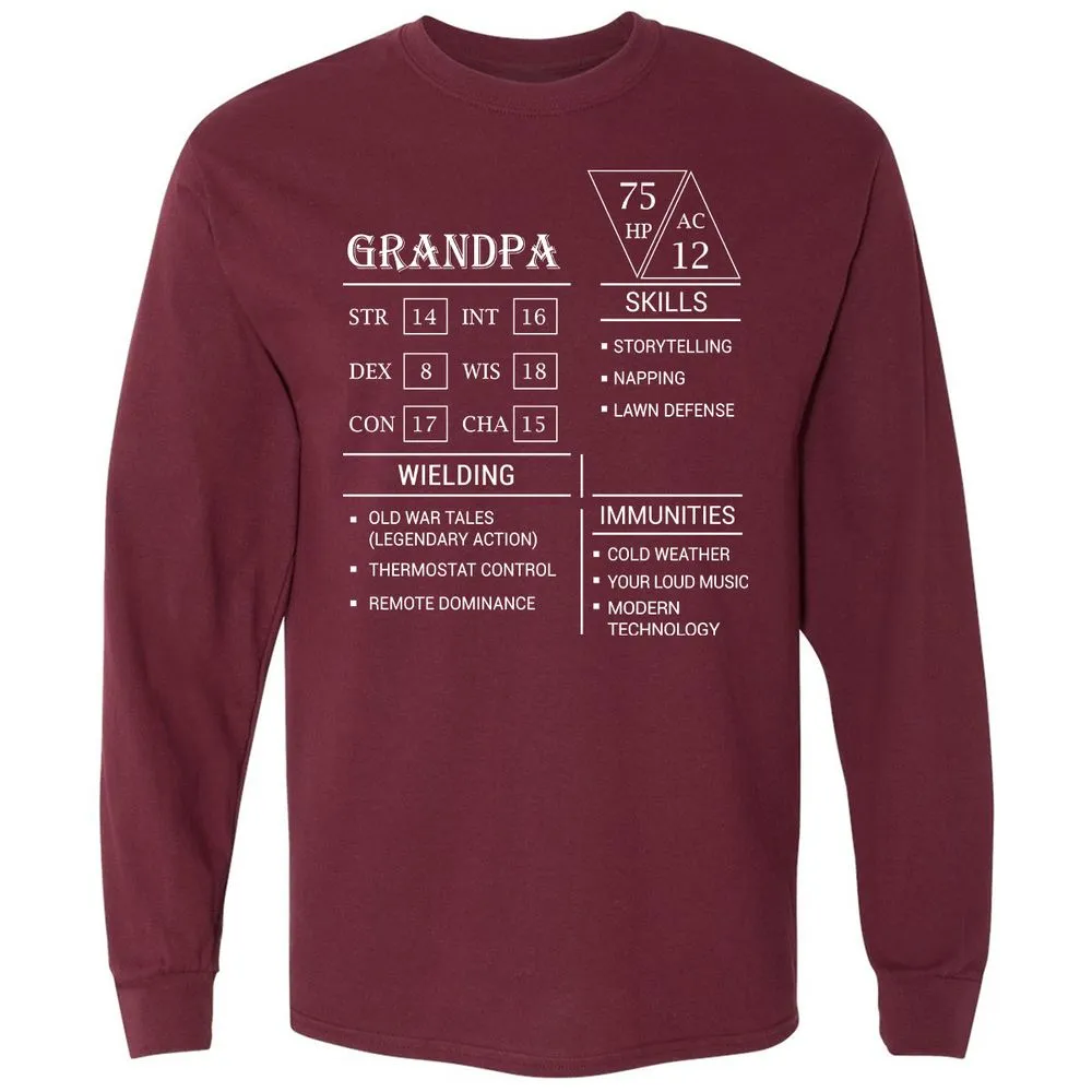 Grandpa Stats Long Sleeve T-Shirt - Maroon - 11