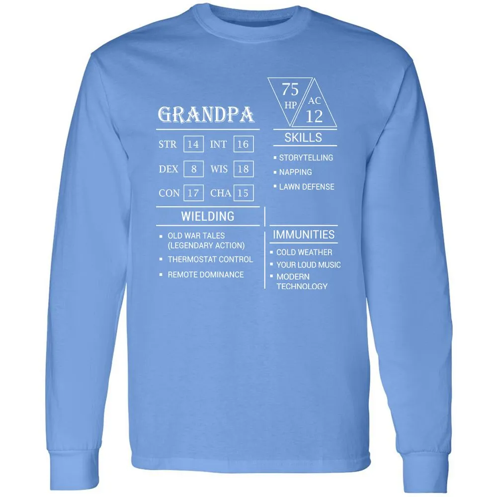 Grandpa Stats Long Sleeve T-Shirt - Carolina Blue - 12
