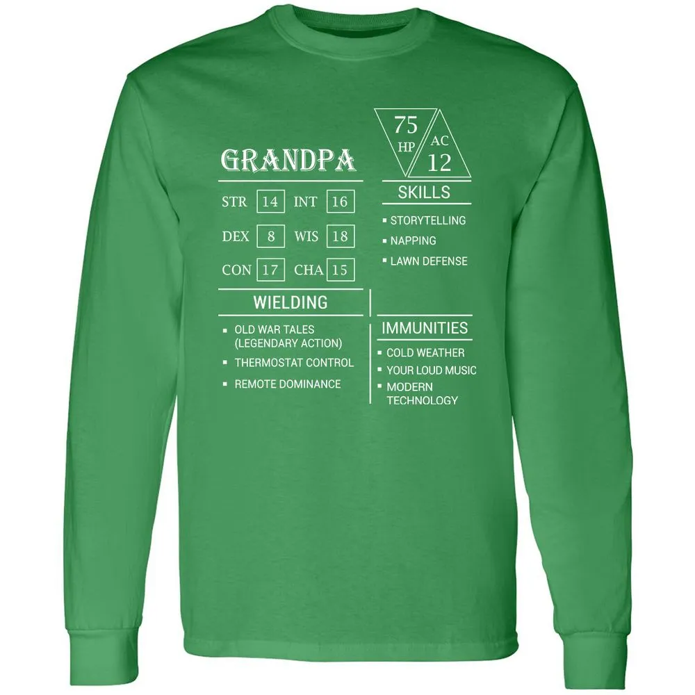 Grandpa Stats Long Sleeve T-Shirt - Irish Green - 10