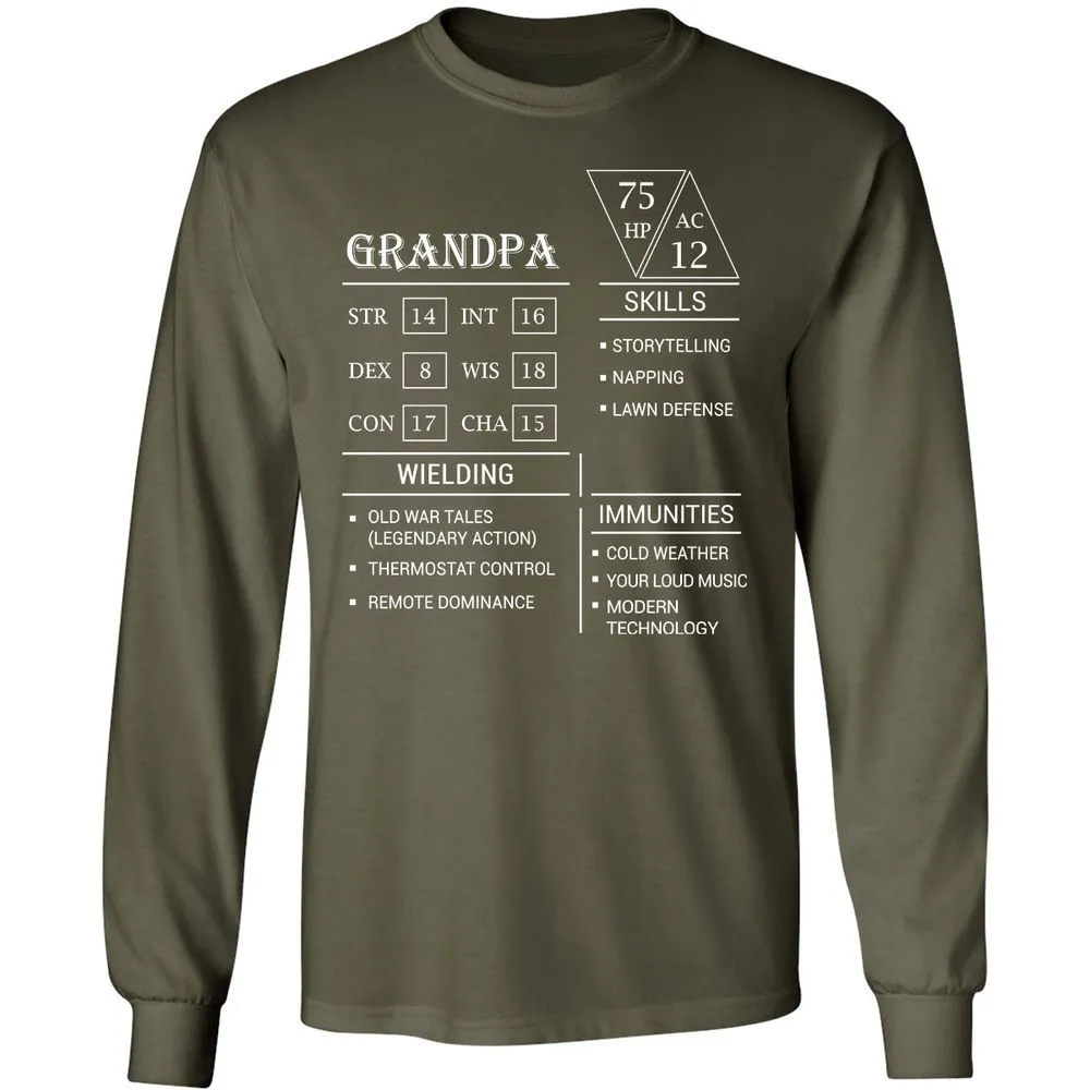 Grandpa Stats Long Sleeve T-Shirt - Military Green - 16