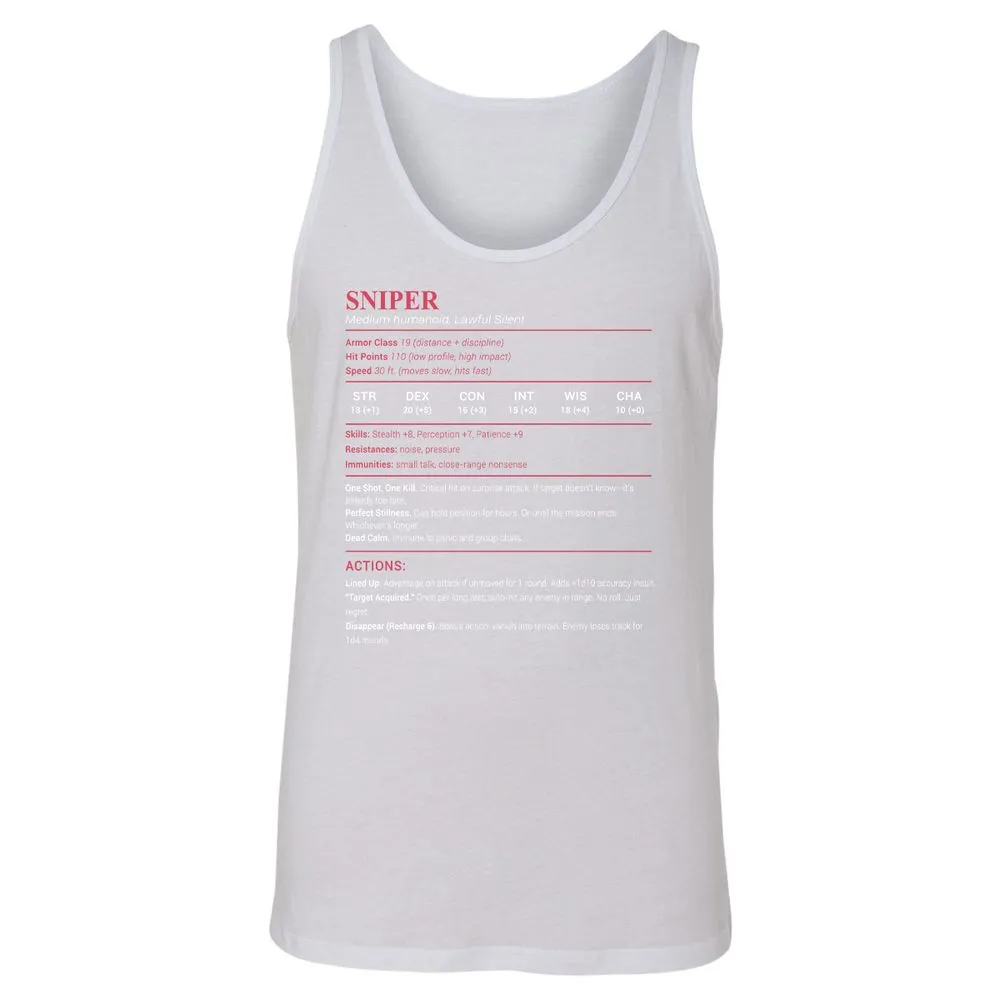 Sniper Stats Unisex Jersey Tank - White - 14