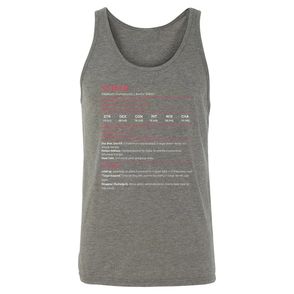 Sniper Stats Unisex Jersey Tank - Grey Triblend - 8