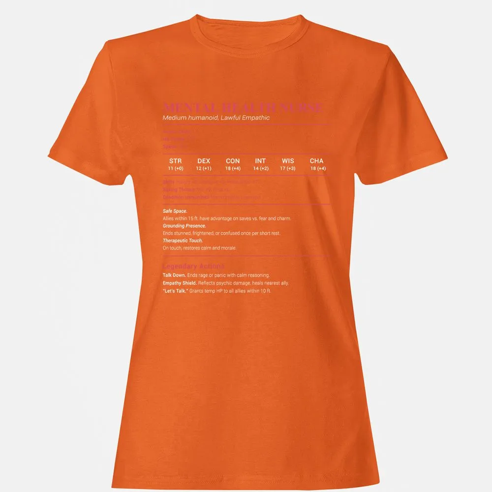 Mental Health Nurse Stats Women's T-Shirt - Orange - 11