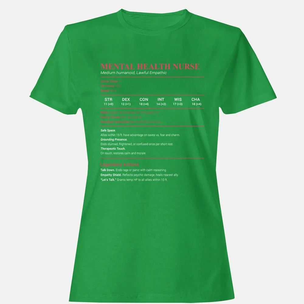 Mental Health Nurse Stats Women's T-Shirt - Irish Green - 7
