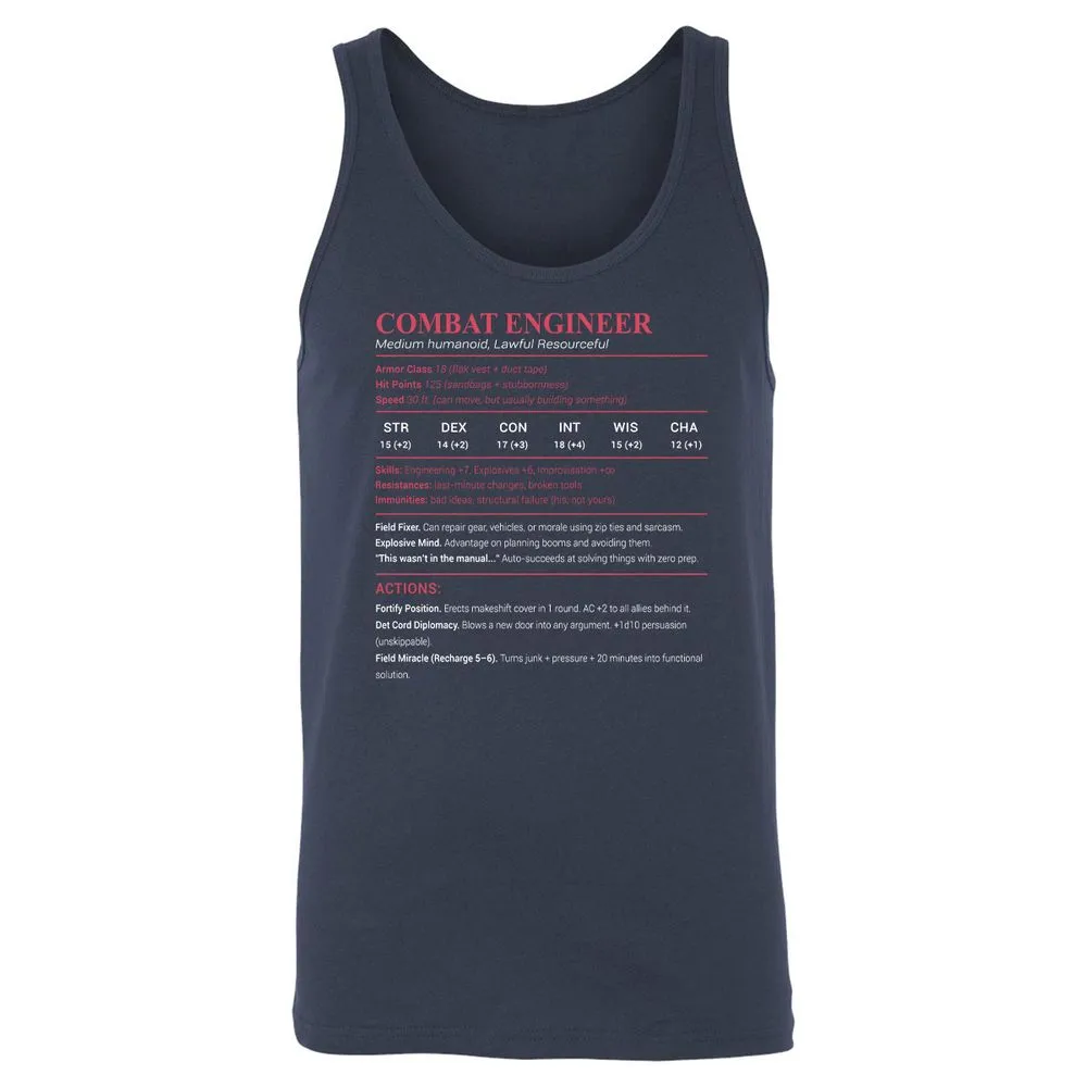 Combat Engineer Unisex Jersey Tank - Navy - 2