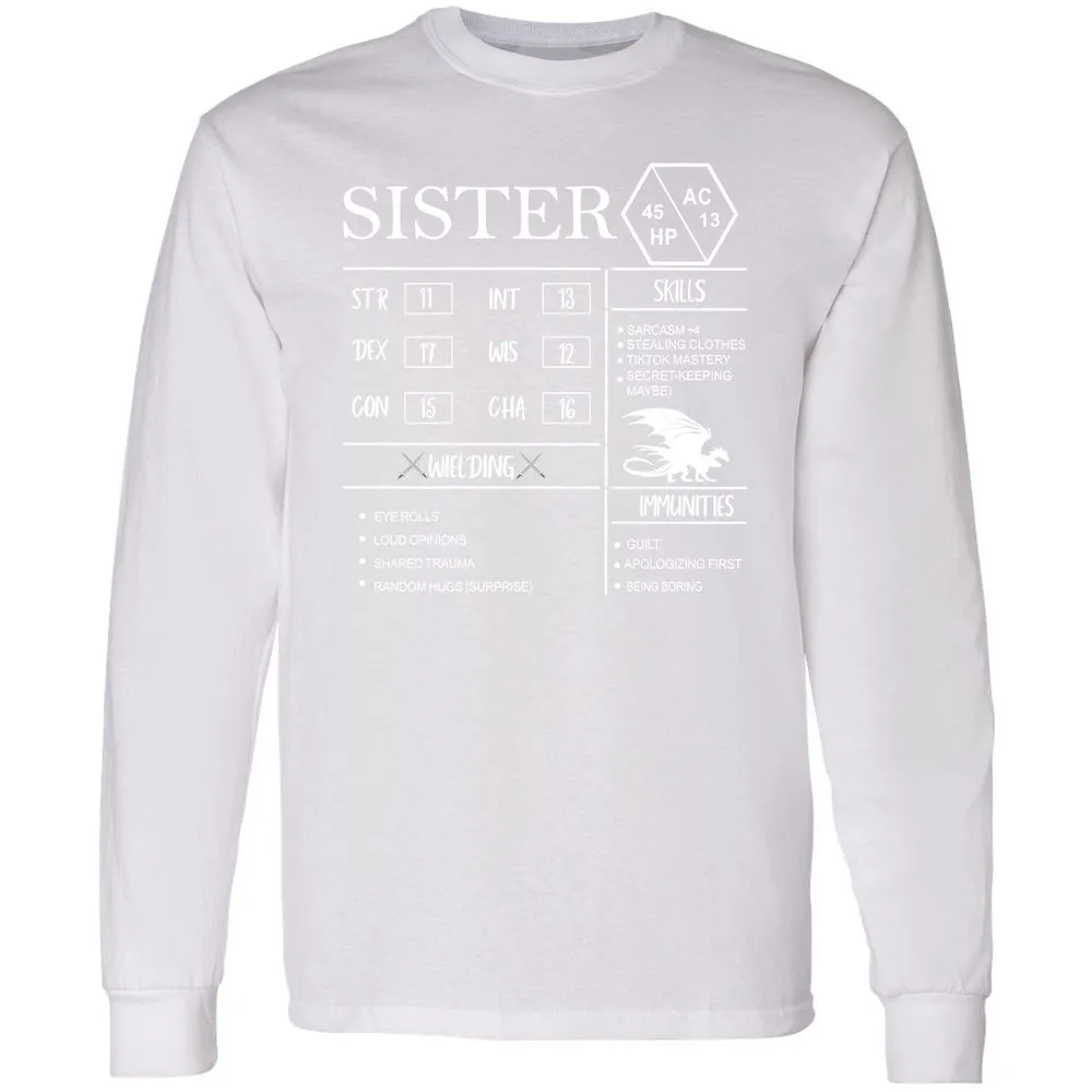 Sister Stats Long Sleeve T-Shirt - White - 5