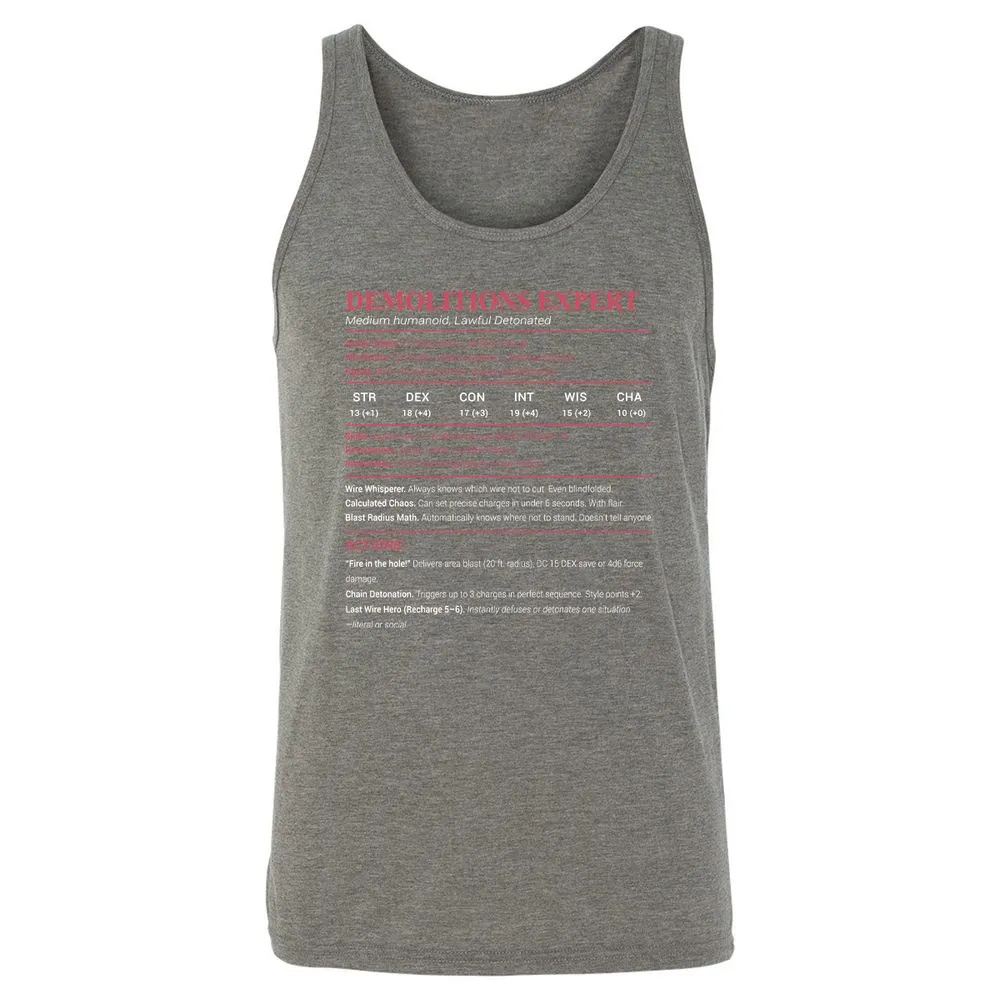 DEMOLITIONS EXPERT Unisex Jersey Tank - Grey Triblend - 8