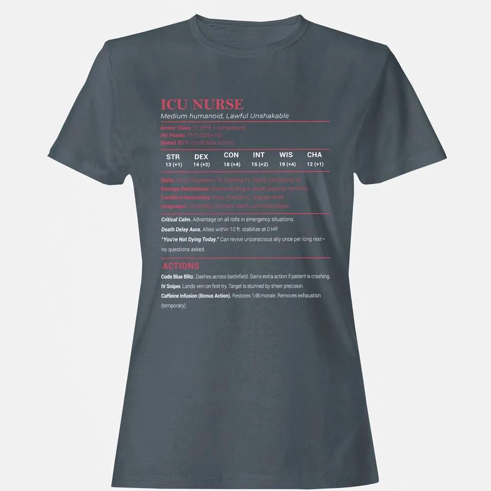 ICU Nurse Stats Women's T-Shirt - Charcoal - 3