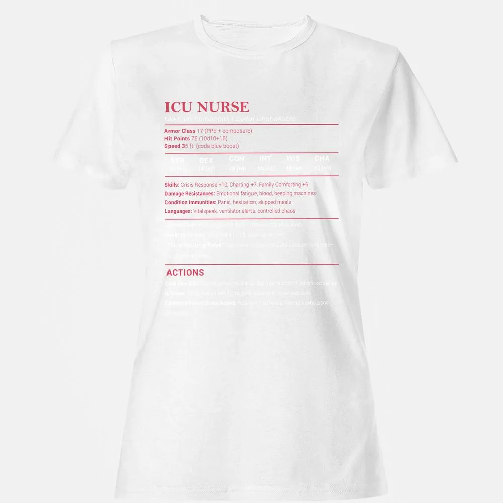 ICU Nurse Stats Women's T-Shirt - White - 16