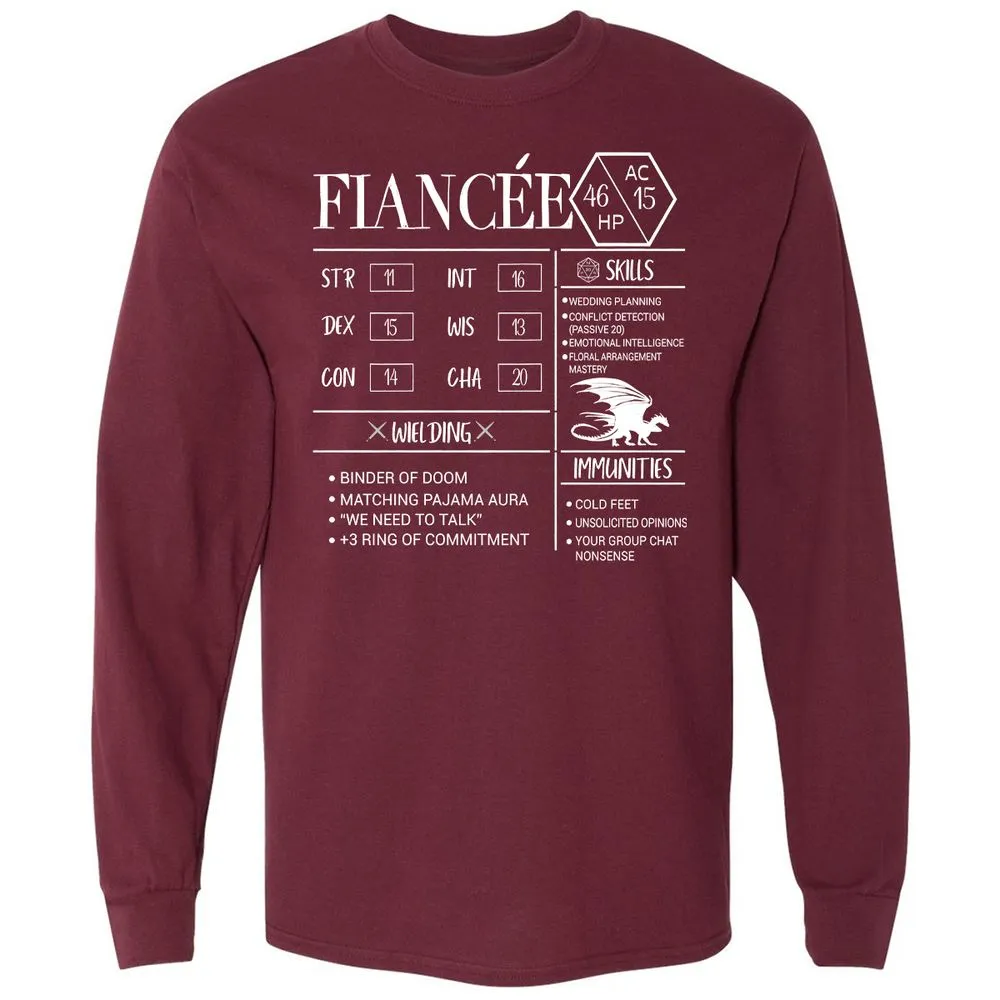Fiancee Stats Long Sleeve T-Shirt - Maroon - 11