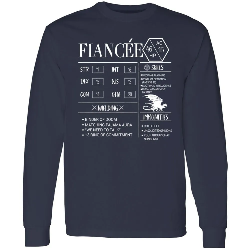 Fiancee Stats Long Sleeve T-Shirt - Navy - 2