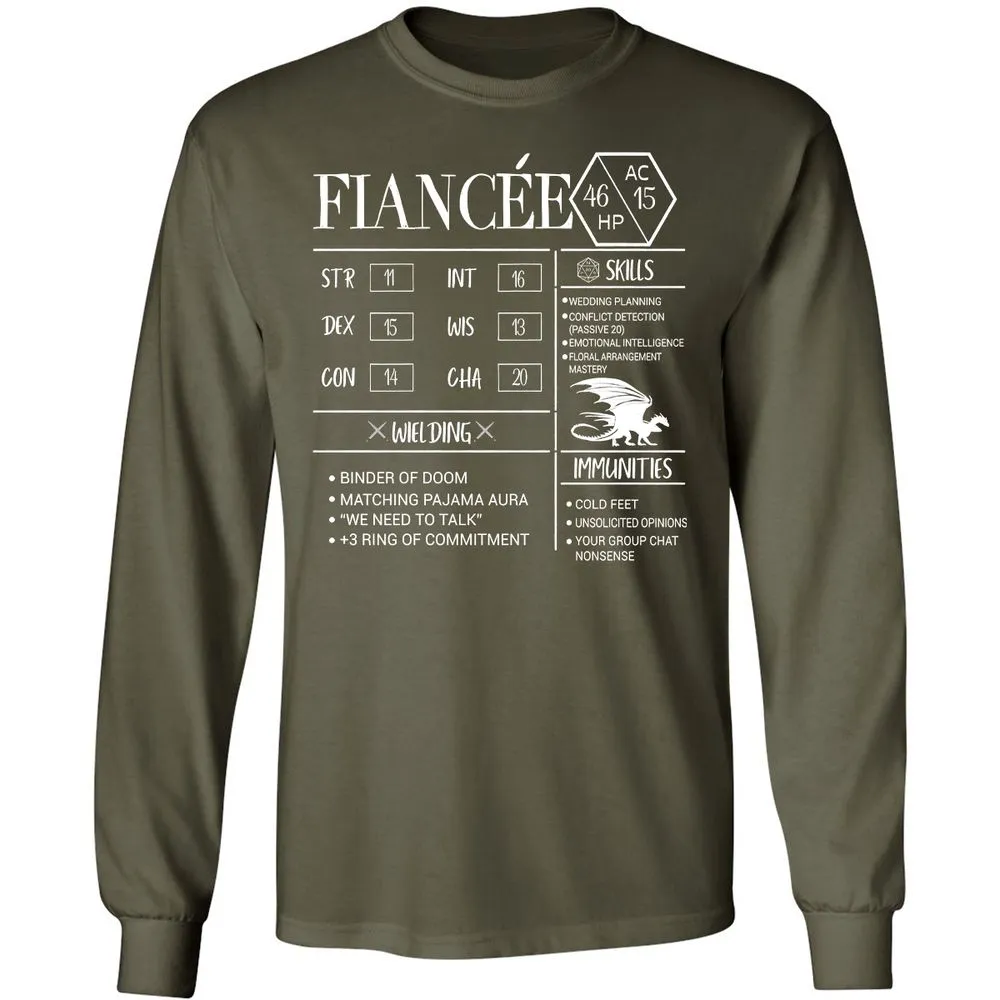 Fiancee Stats Long Sleeve T-Shirt - Military Green - 16