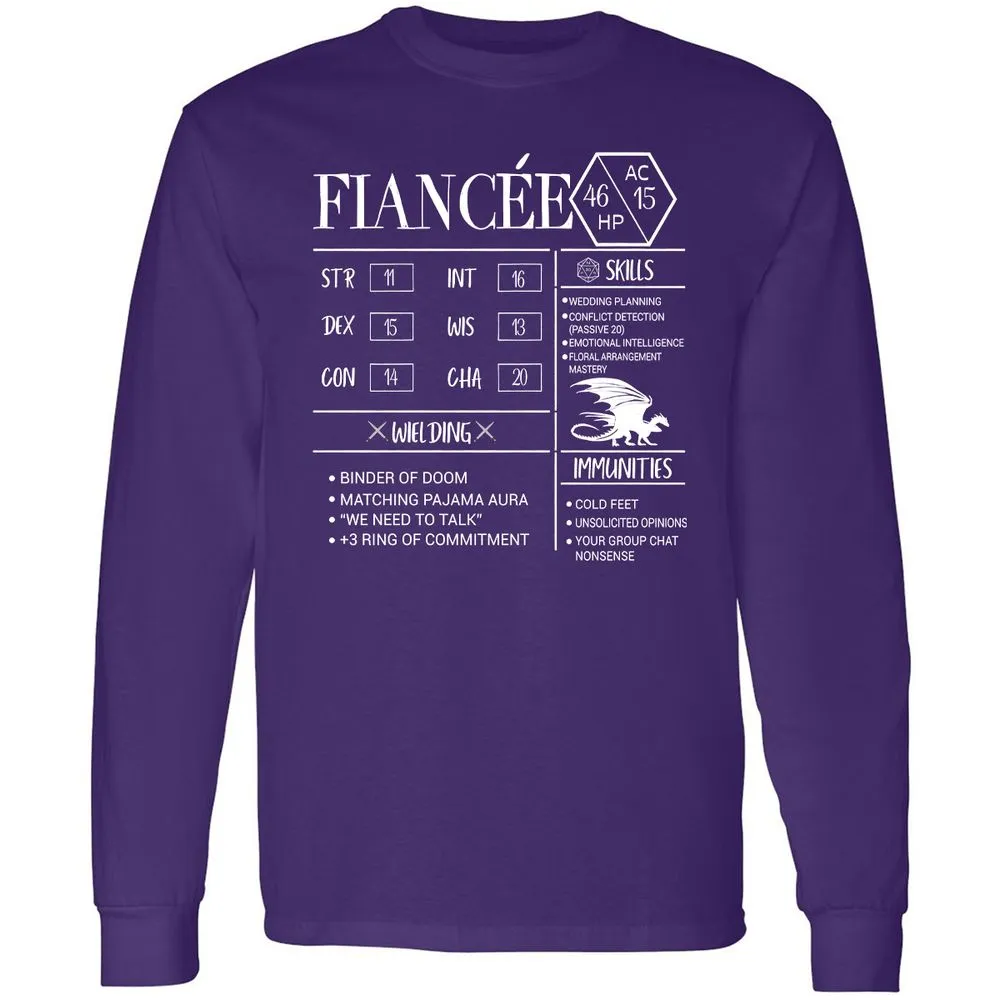 Fiancee Stats Long Sleeve T-Shirt - Purple - 13